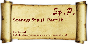 Szentgyörgyi Patrik névjegykártya